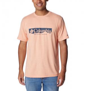 Columbia Pánske komfortné tričko Kwick Hike™ Graphic SS Tee apricot Veľkosť: L, Farba: Apricot Fizz, C