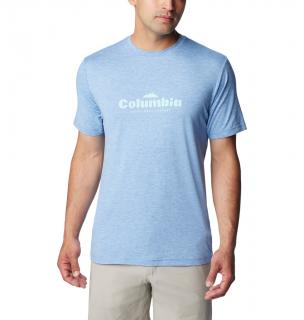 Columbia Pánske komfortné tričko Kwick Hike™ Graphic SS Tee modré Veľkosť: L, Farba: Skyler Heather,