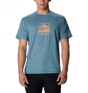Columbia Pánske komfortné tričko Kwick Hike™ Graphic SS Tee zelené Veľkosť: L, Farba: Cloudburst, Tes