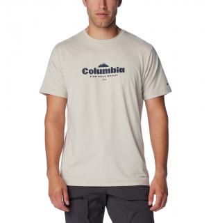 Columbia Pánske tričko Kwick Hike™ Graphic SS Tee béžové Veľkosť: L, Farba: Dark Stone Heat