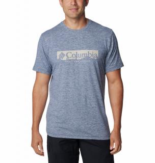 Columbia Pánske tričko Kwick Hike™ Graphic SS Tee modré Veľkosť: M, Farba: Collegiate Navy