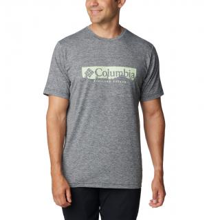 Columbia Pánske tričko Kwick Hike™ Graphic SS Tee šedé Veľkosť: L, Farba: Black Heather,
