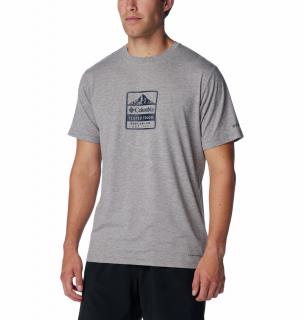 Columbia Pánske tričko Kwick Hike™ Graphic SS Tee šedé Veľkosť: M, Farba: Boulder Heather