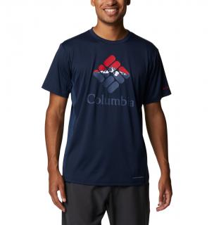 Columbia Pánske tričko Zero Ice Cirro-Cool™ Graphic Tee Veľkosť: L, Farba: Cool Grap-Collegiate Navy