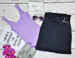 Čierna riflová sukňa Buttons Bow veľkosť: L