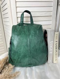 Zelený ruksak s ochranou proti krádeži
