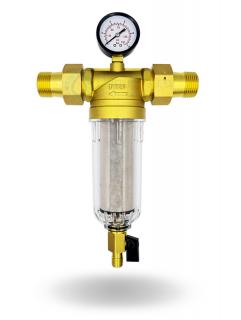 Potrubný filter Micron s manometrom a vypúšťacím ventilom Pripojenie: 1