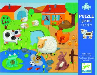 Obrovské hmatové puzzle Djeco - Farma s rozličnými plochami na rozvíjanie hmatu