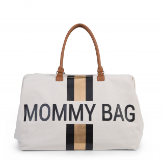 Prebaľovacia taška Childhome - Mommy Bag Big Off White Stripes Black / Gold