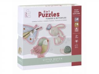 Puzzle 6v1 Little Dutch - Kvety a motýle