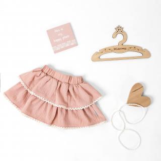 Riasená sukňa s volánmi - Powder Pink Veľkosť: 104 - 110