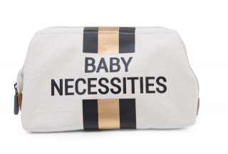 Toaletná taška Childhome - Baby Necessities Off White Stripes Black / Gold