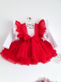Tylová sukňa s volánmi - Red Veľkosť: 104-110