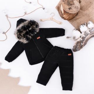 Zimný fashion komplet bunda a oteplovačky Missimi - Black Veľkosť: 104