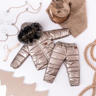 Zimný fashion komplet bunda a oteplovačky Missimi - Gold Veľkosť: 116