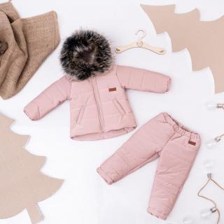 Zimný fashion komplet bunda a oteplovačky Missimi - Powder Pink Veľkosť: 104