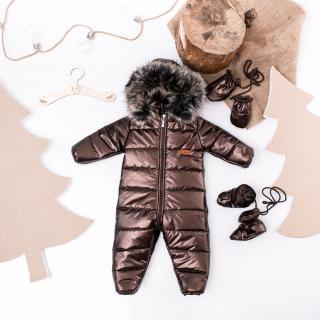 Zimný fashion overal s rukavicami Missimi - Chocolate Veľkosť: 86