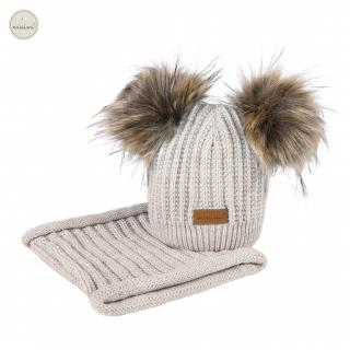 Zimný set čiapka a nákrčník Missimi - rôzne farby Farba: Beige, Veľkosť: 3 až 6 rokov