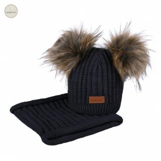 Zimný set čiapka a nákrčník Missimi - rôzne farby Farba: Black, Veľkosť: 1 až 3 roky