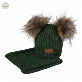 Zimný set čiapka a nákrčník Missimi - rôzne farby Farba: Khaki, Veľkosť: 3 až 6 rokov