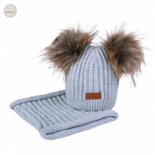 Zimný set čiapka a nákrčník Missimi - rôzne farby Farba: Light Grey, Veľkosť: 1 až 3 roky