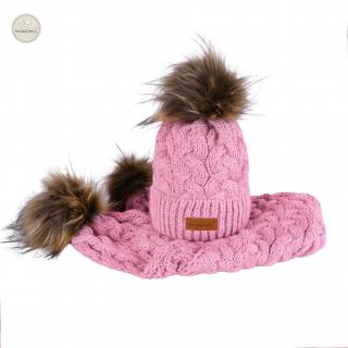 Zimný set čiapka a šál s brmbolcami Missimi - rôzne farby Farba: Candy Pink, Veľkosť: 1,5 až 4 roky