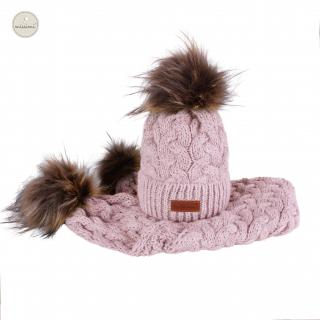 Zimný set čiapka a šál s brmbolcami Missimi - rôzne farby Farba: Dark Pink, Veľkosť: 1,5 až 4 roky