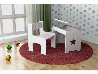 Otvárací stôl so stoličkou Hviezda ružový