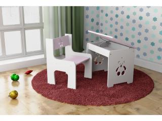 Otvárací stôl so stoličkou Macko ružový