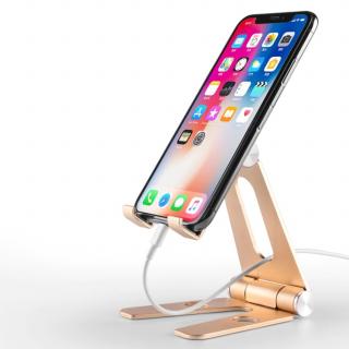 Kovový elegantní dvoupolohový stojan na tablet/mobil Barva: Zlatá