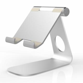 Kovový elegantný polohovací stojan na tablet/mobil Farba: strieborná