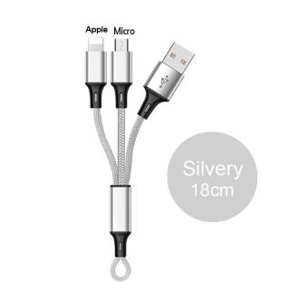 Krátký nabíjecí kabel USB - farebný Barva: Stříbrná