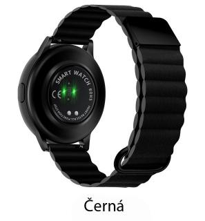 Magnetický kožený pásek na Garmin Venu 2 plus / SQ - řemínek 20 mm Barva: Čierná