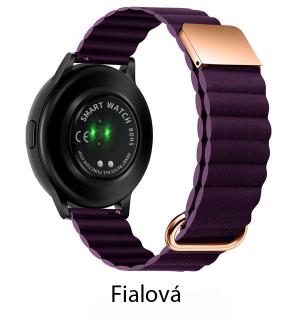 Magnetický kožený pásek na Garmin Venu 2 plus / SQ - řemínek 20 mm Barva: Fialová