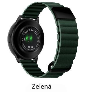 Magnetický kožený pásek na Garmin Venu 2 plus / SQ - řemínek 20 mm Barva: Zelená