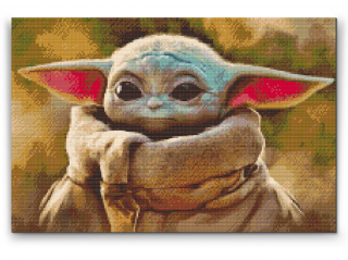 Diamantovanie podľa čísiel - Baby Yoda Veľkosť: 40x60cm, Rám: Bez rámu, iba plátno