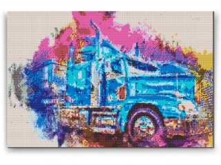 Diamantovanie podľa čísiel - Farebný kamión Veľkosť: 40x60cm, Rám: S vnútorným rámom