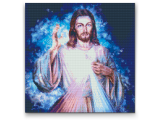 Diamantovanie podľa čísiel - Ježiš Kristus Veľkosť: 50x50cm, Rám: S vnútorným rámom