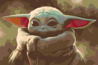 Maľovanie podľa čísiel - Baby Yoda Veľkosť: 40x60cm, Rám: Bez rámu, iba plátno