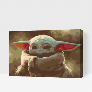Maľovanie podľa čísiel - Baby Yoda Veľkosť: 60x80cm, Rám: S vnútorným rámom