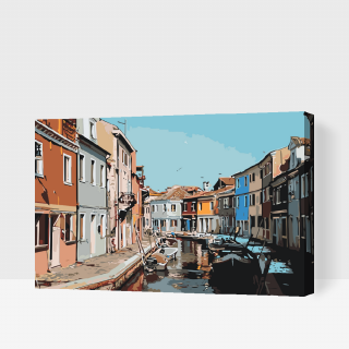 Maľovanie podľa čísiel - Benátské gondoly Veľkosť: 40x60cm, Rám: S vnútorným rámom