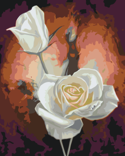 Maľovanie podľa čísiel - Biele ruže Veľkosť: 40x50cm, Rám: Bez rámu, iba plátno