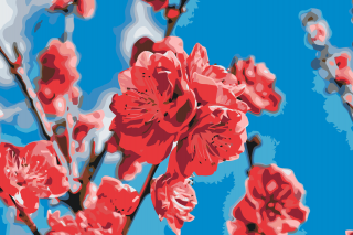 Maľovanie podľa čísiel - Broskyňový kvet Veľkosť: 40x60cm, Rám: Bez rámu, iba plátno