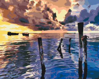 Maľovanie podľa čísiel - Búrlivý západ slnka Veľkosť: 60x80cm, Rám: Bez rámu, iba plátno