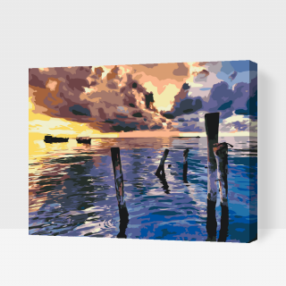 Maľovanie podľa čísiel - Búrlivý západ slnka Veľkosť: 60x80cm, Rám: S vnútorným rámom