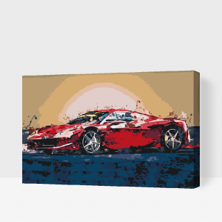 Maľovanie podľa čísiel - Červené Ferrari Veľkosť: 60x80cm, Rám: S vnútorným rámom