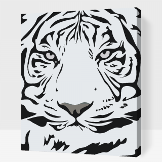 Maľovanie podľa čísiel - Čierno biela hlava tigra Veľkosť: 40x50cm, Rám: S vnútorným rámom