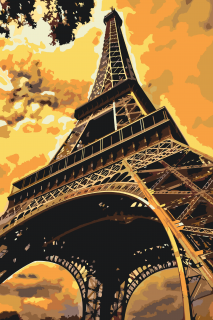 Maľovanie podľa čísiel - Eiffelova veža 2 Veľkosť: 40x60cm, Rám: Bez rámu, iba plátno