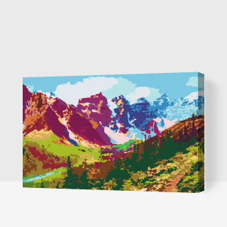 Maľovanie podľa čísiel - Farebné hory Veľkosť: 40x60cm, Rám: S vnútorným rámom