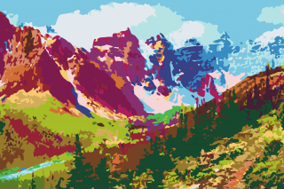 Maľovanie podľa čísiel - Farebné hory Veľkosť: 60x80cm, Rám: Bez rámu, iba plátno